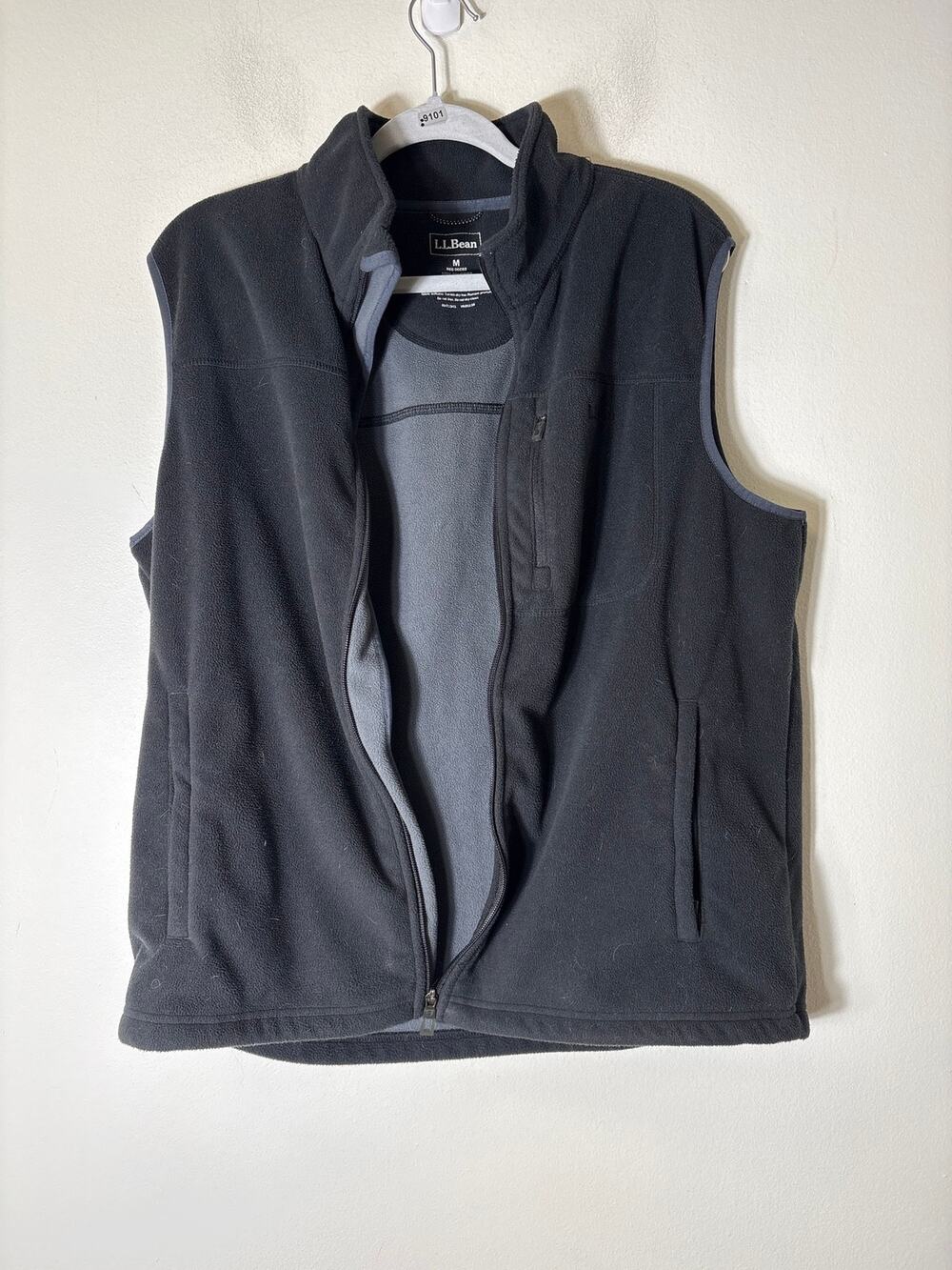 Men's L.L. Bean Black Sleeveless Fleece Vest Sz M